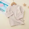 Roupas de Baixo Algodão para Meninas Estudantes Roupas de Inverno para Meninos Outono Roupa Íntima Quente de Shu Rong Top de Gola Média Infantil Suéter de Lã de Algodão