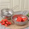 Cesta de Drenaje de Acero Inoxidable con Asa Única, Colador de Agujeros Densos, Cesta para Lavar Verduras, Recipiente para Escurrir Verduras, Recipiente para Lavar Arroz, Recipiente de Cocina Multiusos