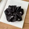 Nuevo Scrunchie Bordado con Alta Elasticidad para Cola de Caballo en la Parte Posterior de la Cabeza, Malla Negra y Blanca Floral de Moda Versátil