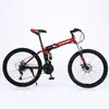Venta al por mayor de fábrica bicicleta de montaña plegable de velocidad variable de 26 pulgadas para adulto freno de disco doble amortiguador exportación bicicleta de cola blanda