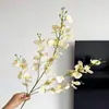 Flores artificiais Phalaenopsis mais vendidas internacionalmente em cores de outono para decoração de casa, sala de estar e mesa de jantar, flores artificiais Phalaenopsis no atacado