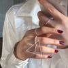 ¡Versión superfina blanco plateado! Anillo Abierto Liso de Plata de Ley Sin Deslustre con una Sola Cuenta de Diamante Anillo de Cuerpo Completo
