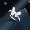 Anillo Abierto de Cristal con Gradiente de Mariposa, Soñador y Elegante; Anillo Ajustable Tridimensional para Dedo Índice, Moderno y Dulce; Anillo Nuevo