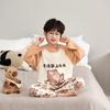 Pijama de Primavera e Outono para Meninos e Meninas, Roupas de Casa de Algodão Imitado, Conjuntos Finos Infantis com Desenhos para Ar Condicionado, Conjuntos Casuais de Manga Longa Estampados Estilo Coreano