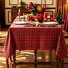 Mantel a cuadros retro navideño, mantel rectangular de poliéster estilo americano, con bordes festoneados y patrón a cuadros, creando una atmósfera festiva para uso doméstico