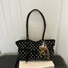 Nova Bolsa Tote de Bolinhas 2026, Bolsa Grande de Ombro Transversal, Bolsa de Mão Retrô Coreana para Ir ao Trabalho e Escola, Transfronteiriça