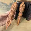 Cetro Vajra de madeira de jujuba atingida por raio natural, prajna trilateral, vajra removedor de mal, oferenda portátil esotérica