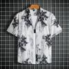 Camisa Floral de Manga Corta con Estampado Completo de Marca de Moda Retro de Verano Estilo Hong Kong para Hombre, Urbana, Holgada, para Pareja, Estilo Hawaiano, Versátil