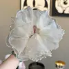 Goma para el pelo de malla con perlas multicapa estilo coreano, cuerda para el pelo simple de alta calidad para coleta, moño, flor para el pelo versátil para mujer