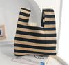 Bolsa de punto simple a rayas estilo ins, bolsa tipo chaleco tejido, bolso de mano para estudiante, bolso de mano, salida de fábrica