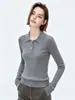 Polo elegante e inteligente de manga larga estilo francés para mujer, perfecto para principios de otoño, simple y casual, corte ajustado, ideal como capa interior o top básico