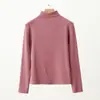 Camiseta Interior Gruesa Elástica con Forro Polar Otoño e Invierno, Cuello Semi Alto de Polar de Alce, Moda Femenina Cálida de Manga Larga
