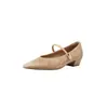 Zapatos Mary Janes Versátiles Artísticos de Piel de Cordero Hebilla Metálica 2026 Otoño Tacón Medio Grueso Punta Cuadrada Piel Genuina Zapatos Individuales para Mujer
