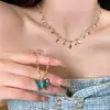 Colar Colorido de Borboleta com Franja Dupla Camada, Colar Choker Acessório para Mulheres com Sensação Refrescante de Verão, Corrente Nicho para Clavícula