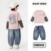 Conjunto de Ropa de Otoño para Niños: Camiseta de Manga Larga y Jeans, Ropa Infantil para Primavera y Otoño, Camiseta Básica y Pantalones Largos para Niños
