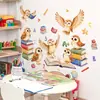 Hs4521H Coruja Adesivo de Parede Acadêmico Aquarela Material Escolar Alfabeto Números Quarto Infantil Sala de Estudo Adesivos de Decoração