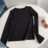 Camisa Base de Manga Larga con Cuello de Gota de Agua Estilo Diseño Sensible para Mujer Ajustada Adelgazante Estilo Puro Deseo Otoño e Invierno Top Interior Explosiones para Mujer