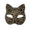 Máscara de Leopardo de Media Cara Transfronteriza para Fiesta de Disfraces de Halloween, Antifaz de Ojos de Alta Gama y Elegante para Mujer