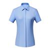Camisa elástica lisa de tres pruebas, ropa de trabajo para hombres y mujeres con el mismo traje profesional, camisa de otoño, manga larga corta, logotipo bordado