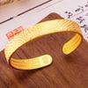 Pulsera de patrón martillado método antiguo sutra del corazón apertura para dama cobre chapado en oro sólido versión ancha de los primeros fabricantes de joyería al por mayor