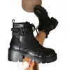 Nueva colección otoño/invierno 2026: Botas Martin para mujer, estilo europeo y americano, con suela gruesa, tacón grueso, con hebillas de cinturón y remaches, caña corta, adecuadas para usar en motocicleta