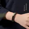 Estilo Étnico Braceletes de Círculo Duplo Yingge Verde Qinan Madeira de Agar com Água Clara Hetian Jade Cinco Sutras para Homens e Mulheres