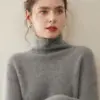 ¡Casual y de Alta Gama! Suéter Elegante de Cachemira para Mujer de Otoño e Invierno Suéter de Cachemira Holgado Versátil con Cuello de Pila para Mujer