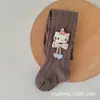 Medias Infantiles de Primavera y Otoño Estilo Coreano Raya Vertical Algodón Peinado Leggings Colgante de Gato 3D para Niñas Medias de Bebé