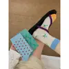 Calcetines de malla fina transpirables de colores candy para primavera-verano con diseño de color contrastante y patchwork, calcetines estilo colegial Lolita para niñas