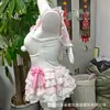 Top de tirantes rosa jacquard hecho a mano de Domi La, lencería sexy estilo Lolita con un aire puro y seductor.