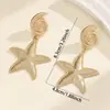 Pendientes de Venta Caliente Transfronterizos Europeos y Americanos Estilo Festivo Pendientes Metálicos de Estrella de Mar Caracola Geométricos Creativos Versátiles Pendientes Exagerados para Mujer