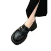 Zapatos de Cuero Estilo Francés sin Cordones con Suela Gruesa y Tacón Grueso para Mujer, Novedad Primavera 2026 Mocasines Versátiles Estilo Retro Británico