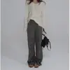 Suéter Quente de Tricô Off-White Laranja, Gola Caída, Pulôver Feminino Soltinho, Novidade Inverno 2026