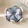 Goma para el pelo azul de encaje estilo coreano para mujer, Lazo dulce para el pelo estilo universitario, Cuerda fresca para coleta, Accesorio versátil para el cabello