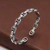 Pulseira de Nariz de Porco em Prata Esterlina S925 Moda Feminina Estilo Ins Popular Pulseira Feminina Anel Aberto Estiloso Retrô