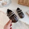 Zapatos Mary Jane de cuero para niña, zapatos de vestir estilo británico de otoño, mocasines para niños, elegantes zapatos de primavera y otoño para niñas pequeñas