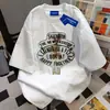 Camiseta de Manga Corta Unisex de Algodón Puro de Peso Pesado Estilo Callejero de Personalidad para Hombres y Mujeres Verano Holgada Adelgazante Versátil Cuello Redondo Top para Pareja