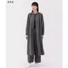 2026 Otoño Nuevo Holgado Tallas Grandes Mujer Longitud Media Casual Versátil Cuello Solapa Algodón Lino Manga Larga Color Sólido Vestido Camisa