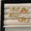 Pendientes de Esmalte de Gota de Aceite Franceses Coloridos para Primavera y Verano Estilo Suave Ins Nicho Flor Fresa Pendientes de Circonita Agujas de Plata para Mujer