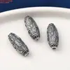 Cuentas Dzi de Pez Dorado de Plata de Ley con Anillos de Doble Fénix y Accesorios de Cuenta Cubo de Nube, Materiales Vintage Desgastados para Manualidades de Cuentas Hechas a Mano