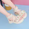 Zapatos de Playa para Niños, Sandalias de Verano Transpirables para Niñas, Florales, Dulces y Lindas, Zapatos Romanos de Suela Suave, Zapatos de Princesa para Niños Mayores