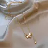 Colar de flor com laço de zircônia estilo coreano minimalista, corrente fina para clavícula de luxo discreto, acessório versátil moderno e etéreo para mulheres