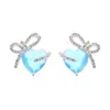 Brincos de Tarraxa Coração com Laço Doce Moda Simples Personalizados Nicho Luxo Leve Alto Padrão Exquisitos Elegantes Versáteis