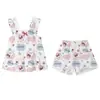 Nuevo conjunto de verano dulce y elegante, con lindos shorts de tirantes y un diseño de dibujos animados, perfecto como conjunto de pijama para niñas pequeñas