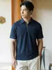 Camisa Polo Casual Transpirable de Manga Corta para Hombre Estilo Old Money de Lino, Seda de Morera y Algodón con Cuello Alto y Media Cremallera Verano 2026