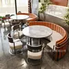 Restaurante Ocidental Comercial Sofá de Canto de Aço Inoxidável Mesa de Jantar Loja de Churrasco Cafeteria Combinação de Mesa e Cadeira de Madeira Maciça