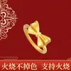 Anillo Nuevo Genuino con Lazo Chapado en Oro, Oro de Imitación, Diseño de Nicho Popular de Moda, Diseño Abierto, No se Desvanecerá después de Calentarse