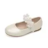 Sapatos Mary Jane Flor de Pérola Multicor para Meninas, para Apresentações de Vestido e Uso Diário, Sapatilhas de Estilo Suave