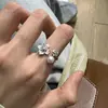Anillo de Flor Cepillada Perla Diseño de Nicho Nuevo Estilo Chino Tendencia Nacional Anillo Floral Versátil Sensación de Alta Gama Anillo Abierto