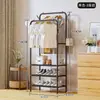 Estante para secar ropa de pie para el hogar transfronterizo, perchero de una o dos barras para dormitorio, estante para secar ropa simple móvil, zapatero, estante de almacenamiento